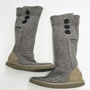 UGG Australia Cardy Classic Knit Tall Sweater Boots Gray Women Size 7